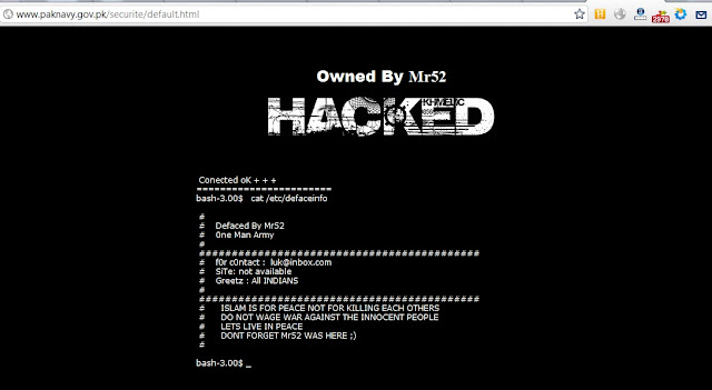 12 Pakistan Government departments websites & Benazir Bhutto site Hacked by Mr52