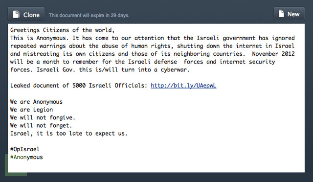 Anonymous leaks personal information of 5000 Israeli officials