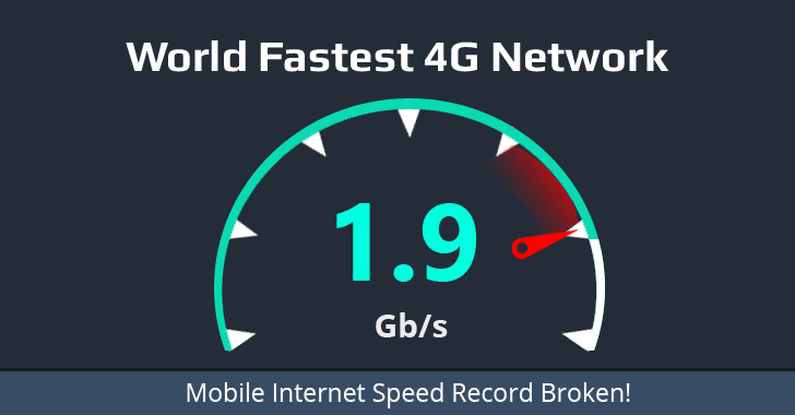 Record-breaking 1.9 Gbps Internet Speed achieved over 4G Mobile Connection