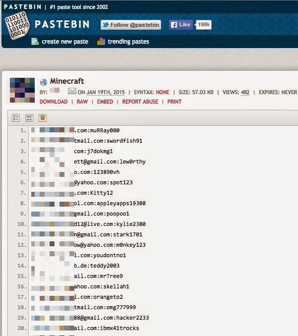 Mojang account credentials