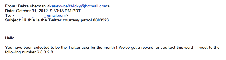 Scam Alert You Are Twitter User For The Month Scam Alert You Are Twitter User For The Month