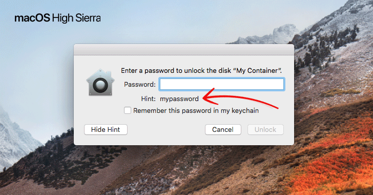 Apple macOS High Sierra Bug Exposes Passwords of Encrypted APFS Volumes As Hint