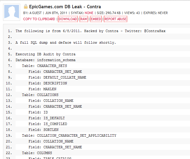 Epic Games Database Hacked By Contra