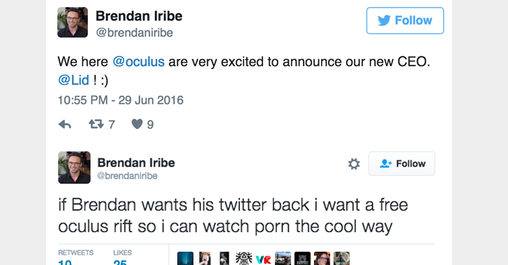 Oculus CEO's Twitter gets Hacked; Hacker declares himself new CEO