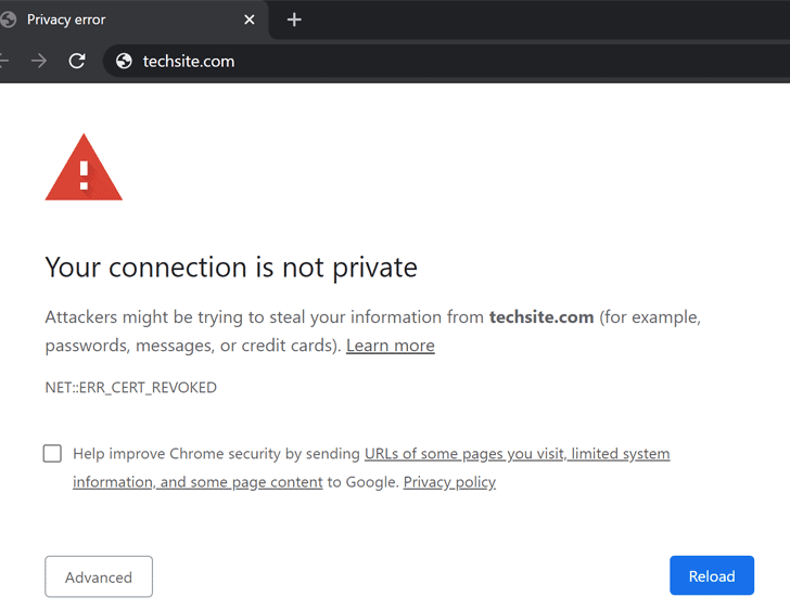 SSL error page