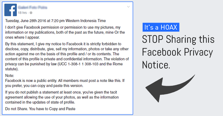 STOP Sharing that Facebook Privacy and Permission Notice, It's a HOAX