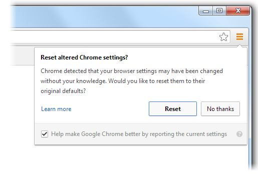 Google Chrome added pop-up warning to prevent users from Browser hijacking