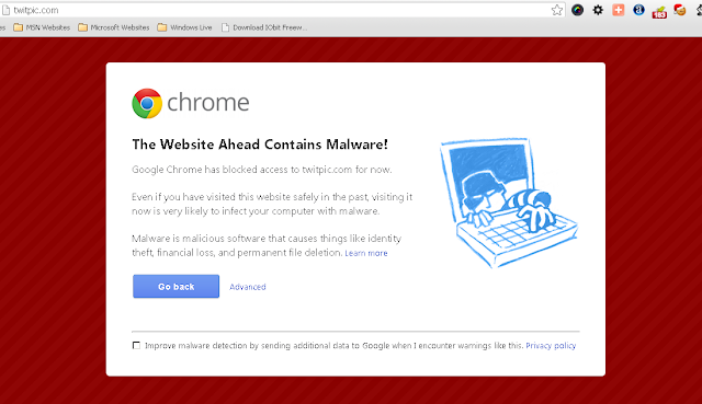 Google Chrome blocks access to Twitpic for Malware risk