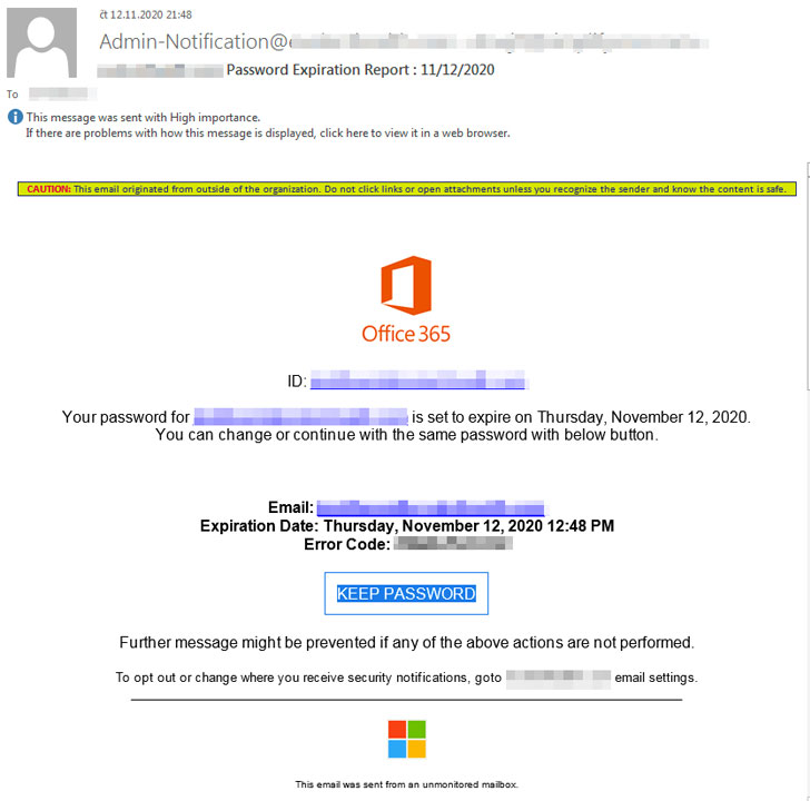 Ataque de phishing de Office 365