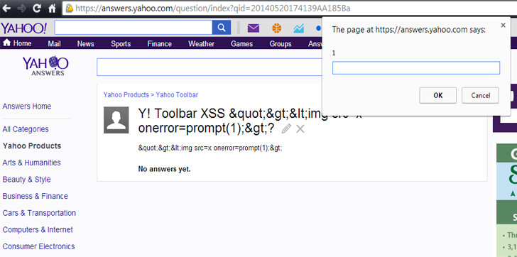Yahoo Toolbar Vulnerability Triggers Unexploitable XSS Payload on All Websites