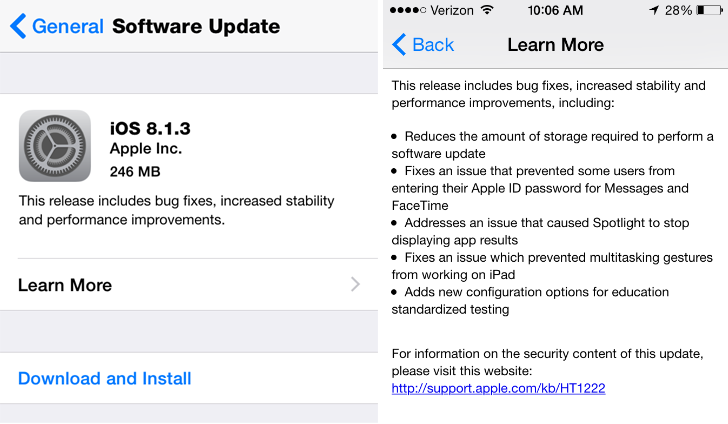 Apple Releases iOS 8.1.3