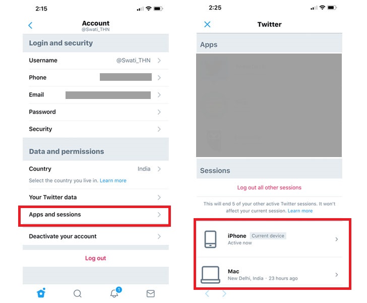 twitter account security login sessions