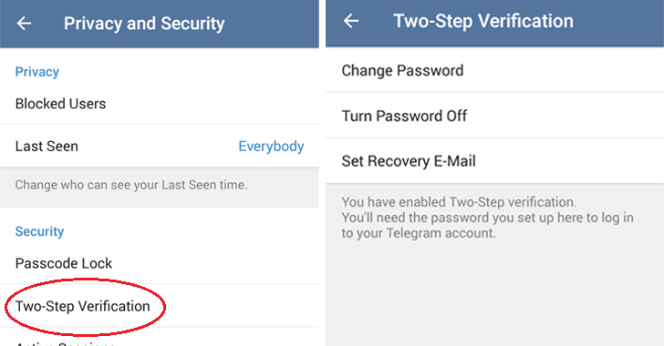 Enable Telegram's Two-Step Verification Password