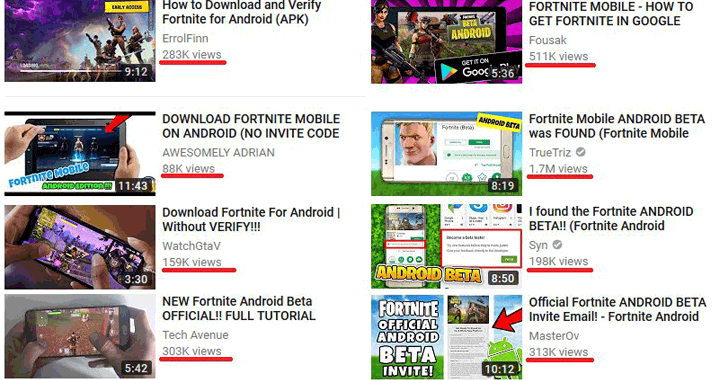 Epic Games Fortnite for Android–APK Downloads Leads to Malware