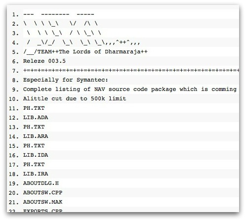 hackers procure symantec 안티바이러스 소스 코드