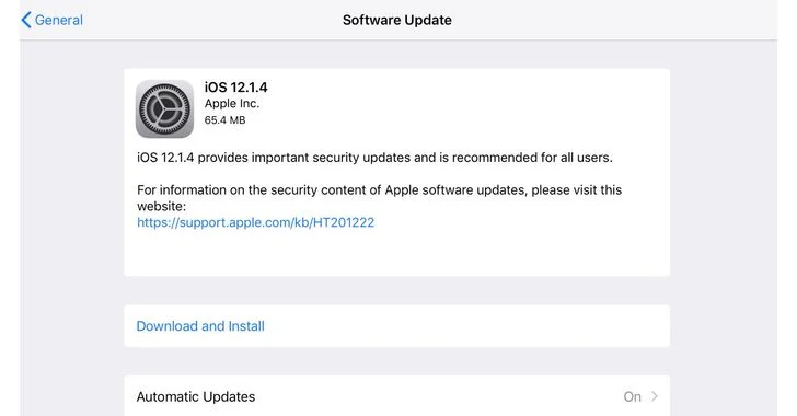 Latest iOS 12.1.4 Update Patches 2 Zero-Day and FaceTime Bugs