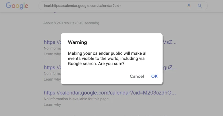 Thousands of Google Calendars Possibly Leaking Private Information Online