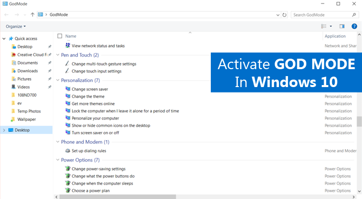 How to Activate GodMode in Windows 10