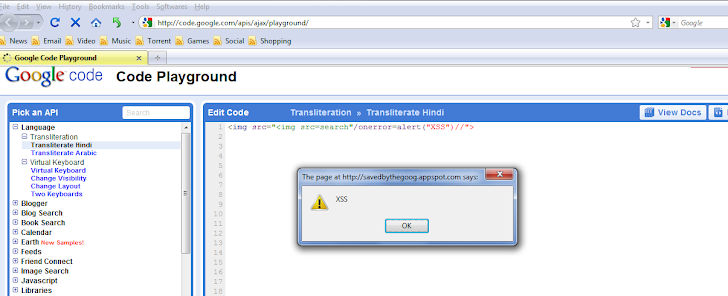 XSS Vulnerability in Google Code site