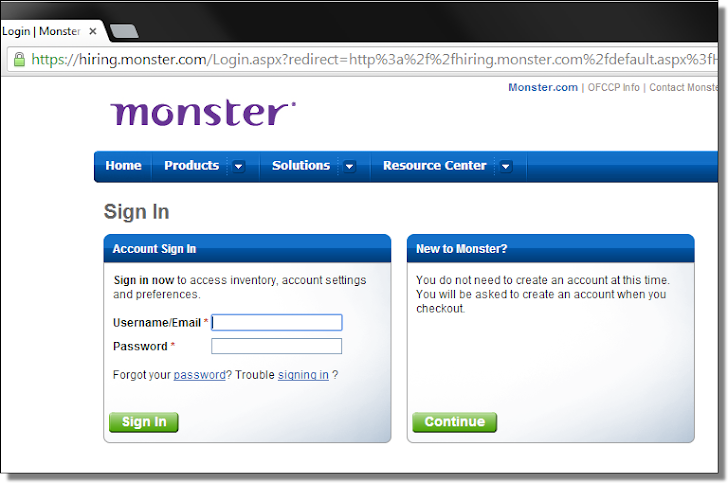 Gameover ZeuS Trojan Targets Users of Monster.com Employment Portal