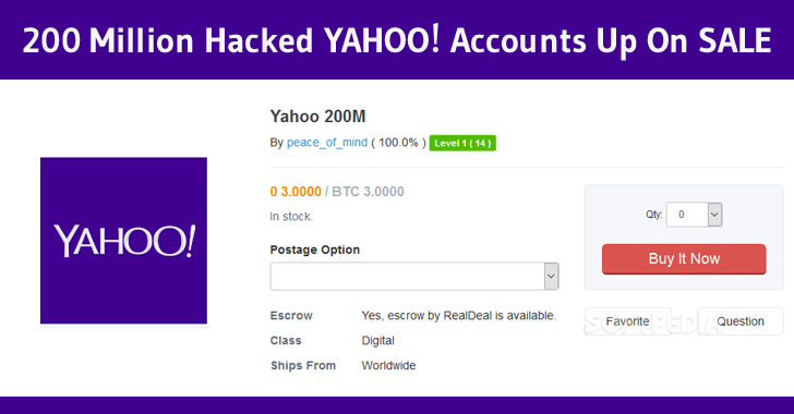 Hacker Selling 200 Million Yahoo Accounts On Dark Web