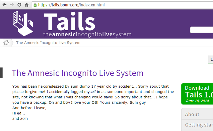 'Tails' Operating System Website Has Been Hacked