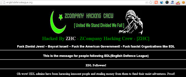English Defence League defaced by ZCompany Hacking Crew