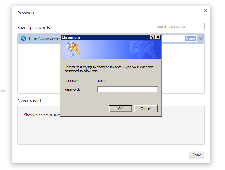Google Chrome Master Password protection