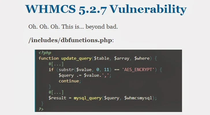 Web Hosting software WHMCS vulnerable to SQL Injection; emergency security update released