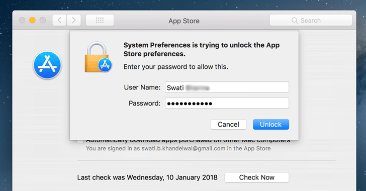 [Bug] macOS High Sierra App Store Preferences Can Be Unlocked Without a Password