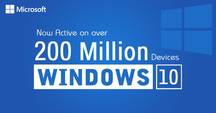 Microsoft Windows 10 is now Installed on over 200 Million Devices