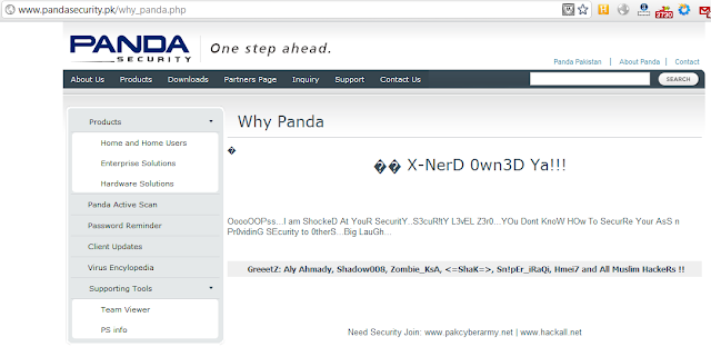 Panda Security (Pakistan domain) hacked by X-NerD