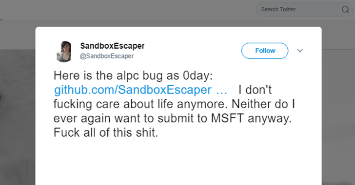 Hacker Discloses Unpatched Windows Zero-Day Vulnerability (With PoC)