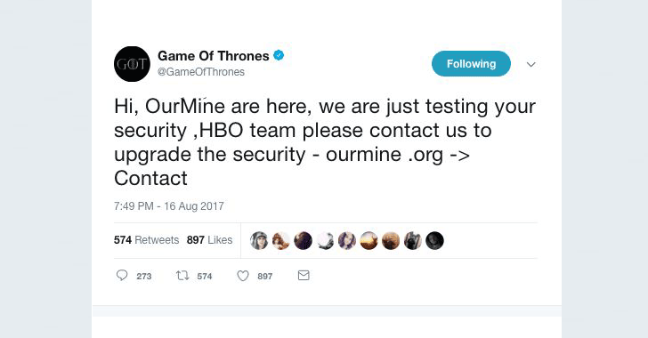 Game of Thrones and HBO — Twitter, Facebook Accounts Hacked