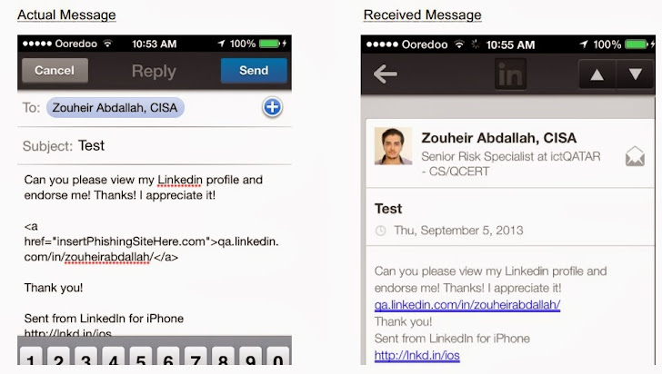 LinkedIn iOS app HTML Message Parsing Vulnerability