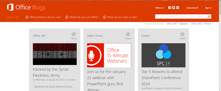 Syrian Electronic Army kept their promise; Microsoft's Office blog hacked