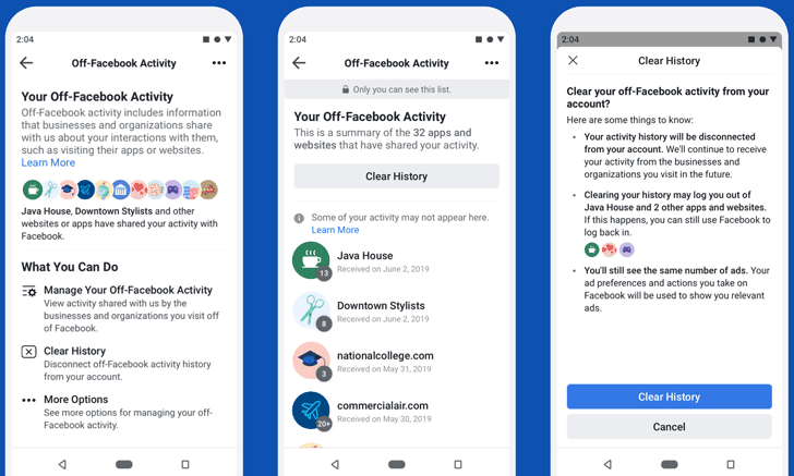 clear off-facebook activity