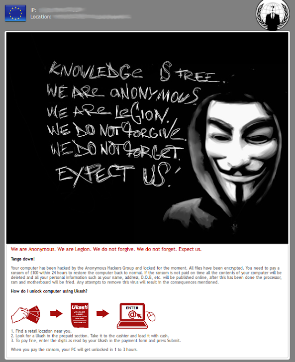 Anonymous ransomware spotted in the wild, campaign to Infamous Activists group