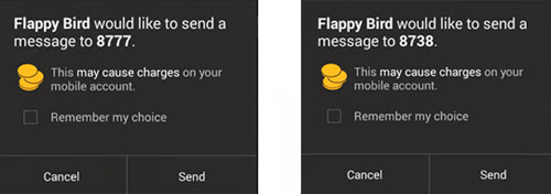 Flappy Bird app clones sends text messages to Premium Number