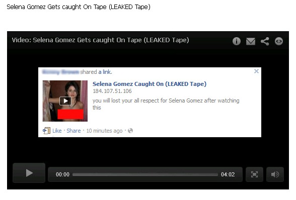 Facebook Scam : Selena Gomez Caught On Leaked Tape