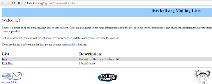 KALI Linux Mailing List Website Hacked By Libyan Hackers