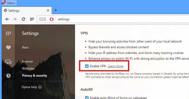 Opera Browser Now Offers Free and Unlimited Built-in VPN Service