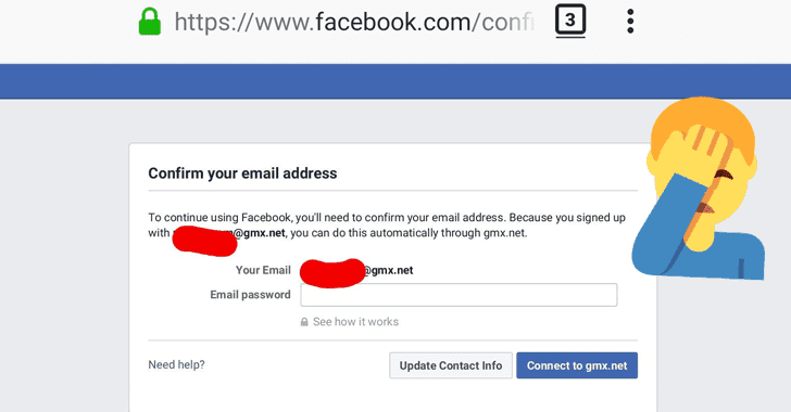 facebook email password