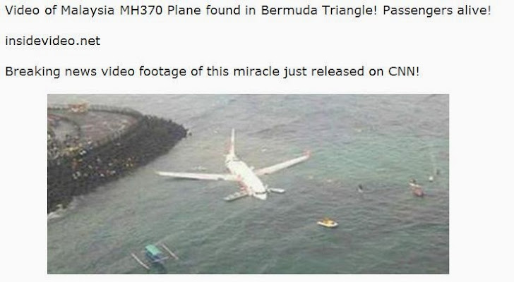 BEWARE of new Facebook Malware Claims, 'Malaysia Plane MH370 Has Been Spotted'