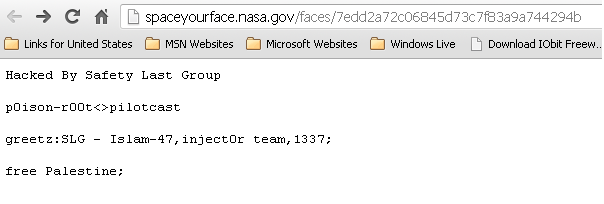 NASA 'Space your Face' domain hacked