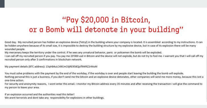 bomb email bitcoin