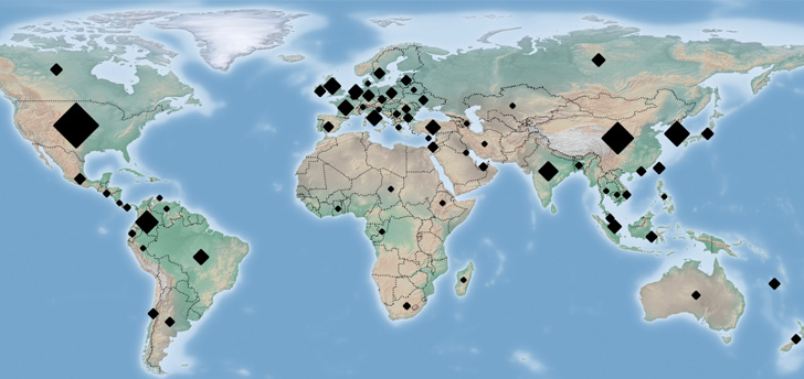 virus informático del mapa mundial
