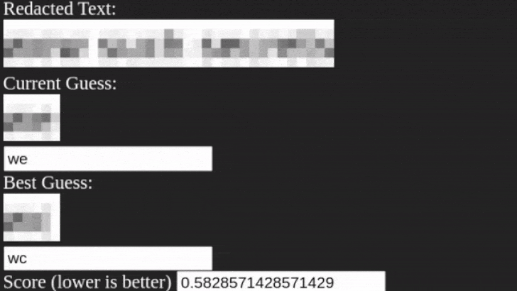 Pixelated Text from Redacted Documents