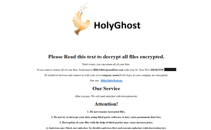 H0lyGh0st Ransomware